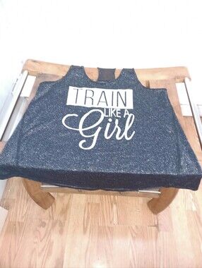 Ideology Sparkle "Train Like a Girl" Muscle Tank - Black